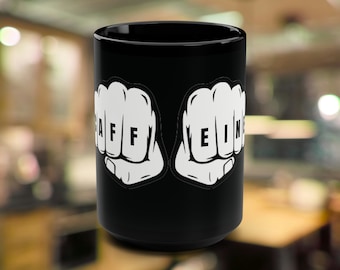 Caffeine Knuckles Hawaii: Custom 15oz Black Mug - Embrace the Hawaiian Style!