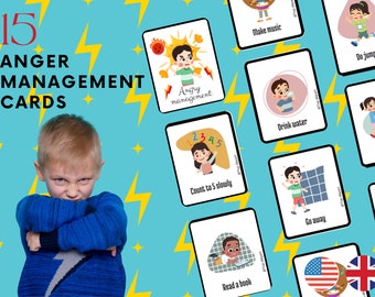 TCC pour Enfants Pack de 18 cartes pour aider les enfants à gérer leurs colères en proposant des techniques apaisantes