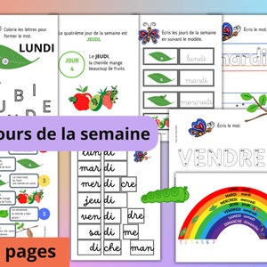 Apprendre les Jours de la semaine - Pack de 129 fiches d'activité ludiques pour explorer le temps en s'amusant