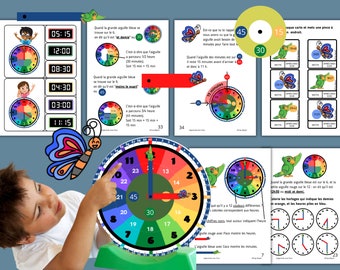 Aprende a decir la hora Método divertido y progresivo con personajes - Haz un reloj y haz los ejercicios más divertidos