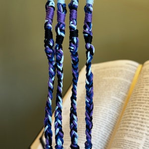 4 color traditional 10, 5, 6, 5 wrapped tzitzits, 100% cotton tzitzits tzitziot. Braided tzitzits, Set of 4