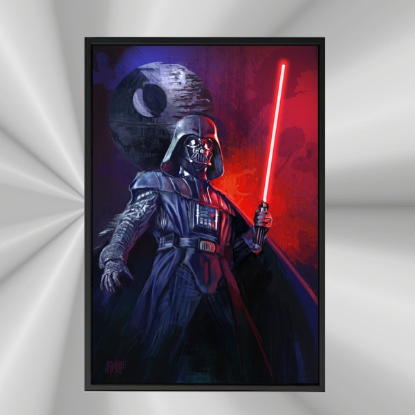 Darth Vader Star Wars Black and Red Art Effect Canvas, Kids Decor, Wall Decor, Canvas Wrap, Darth Vader Art, Darth Vader Effect Wall Art
