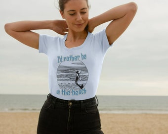 Ladies Scoop Neck "on The Beach" T-shirt