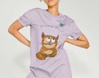 Ladies Tabby Cat T-shirt Dress