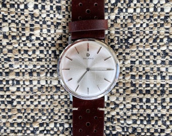 Delano Gold Signs - Reloj vintage para hombre - Movimiento suizo de cuerda manual - Estilo Bauhaus - Reloj de colección