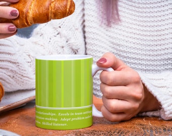 LIME GREEN personality Stripy 11oz ceramic mug