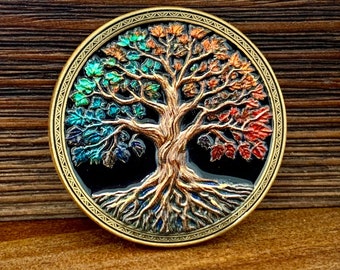 Affirmation Sobriety Coin Gift Set | Tree of Life AA Chip Medallion with Coin Capsule, Display Stand & Card | Sober Gifts for Anniversary