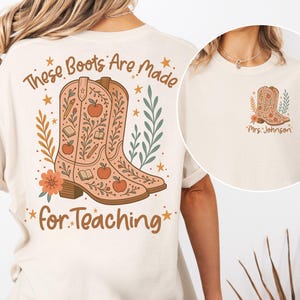 Custom Western Teacher Shirt Comfort Colors Personalized Teacher Name Boot Tee Cute Cowgirl Back to School Cowboy Boots Country Southwestern