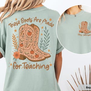 Custom Western Teacher Shirt Comfort Colors Personalized Teacher Name Boot Tee Cute Cowgirl Back to School Cowboy Boots Country Southwestern