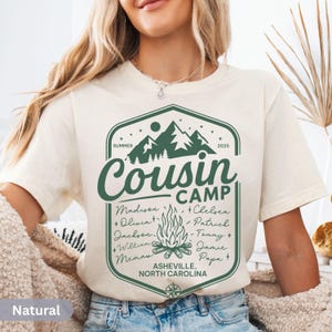 Custom Cousin Camp Shirts Matching Cousin Crew T-Shirts Cousin Shirts Names Family Camping Grandma Campfire Crew Kids Mountain Vacation Tee