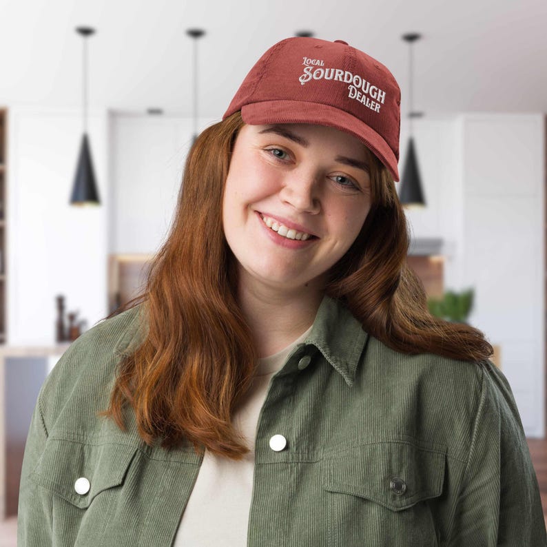 Broderad surdegsmanchesterhatt, surdegsgåvor, bakhatt, surdegsbrödhandlarhatt, brödbakningsmössa, kristen brödbakning bild 8