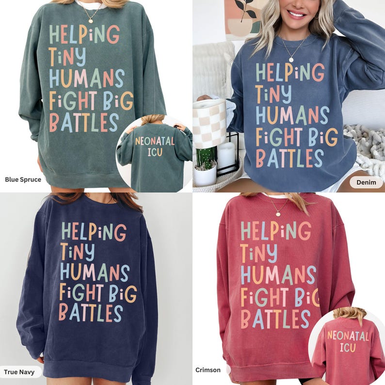 NICU Nurse Shirt Neonatal ICU Sweatshirt Tiny Humans nicu Matching Shirts TShirt CNA Shirt rn Group Intensive Care Unit Comfort Colors® afbeelding 7
