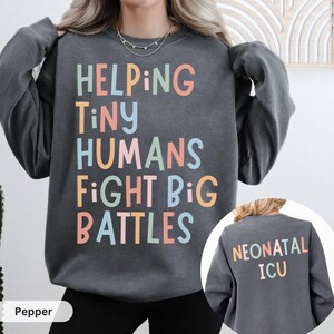 NICU Nurse Shirt Neonatal ICU Sweatshirt Tiny Humans nicu Matching Shirts TShirt CNA Shirt rn Group Intensive Care Unit Comfort Colors® afbeelding 4