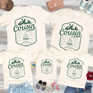 Custom Cousin Camp Shirts Matching Cousin Crew T-Shirts Cousin Shirts Names Family Camping Grandma Campfire Crew Kids Mountain Vacation Tee