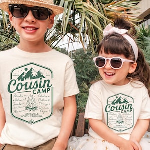 Custom Cousin Camp Shirts Matching Cousin Crew T-Shirts Cousin Shirts Names Family Camping Grandma Campfire Crew Kids Mountain Vacation Tee