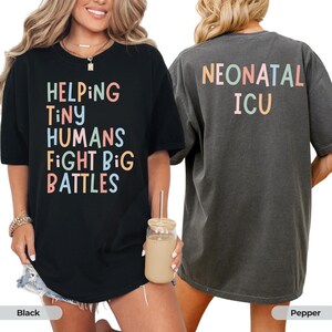 NICU Nurse Shirt Neonatal ICU Sweatshirt Tiny Humans nicu Matching Shirts TShirt CNA Shirt rn Group Intensive Care Unit Comfort Colors® afbeelding 3