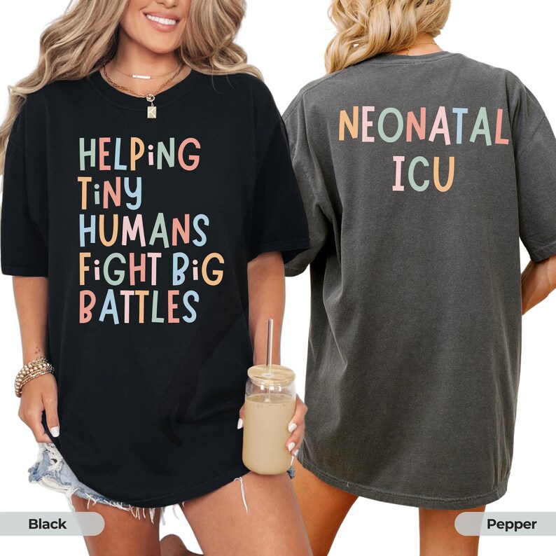 NICU Nurse Shirt Neonatal ICU Sweatshirt Tiny Humans nicu Matching Shirts TShirt CNA Shirt rn Group Intensive Care Unit Comfort Colors® afbeelding 3