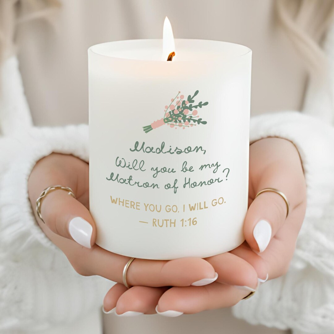 Matron of Honor Proposal Candle, Personalized Christian Gift, Custom ...