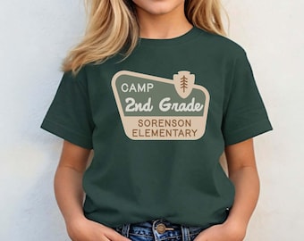 Custom Camping Theme Shirt for Teachers, Kids, Students, Staff, Team, End of Year Teacher Gift, Nature Classroom School Apparel Personalized
