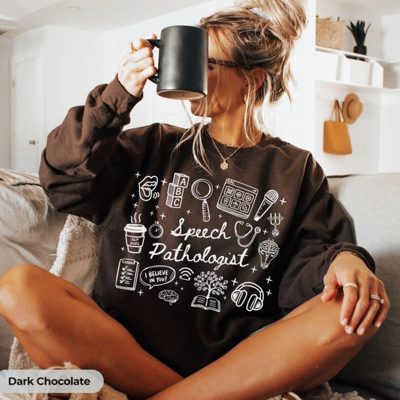 SLP Sweatshirt for Speech Language Pathologist SLP Shirt Cute Speech Therapist Crewneck Speech Therapy Student Graduation Gift Doodle