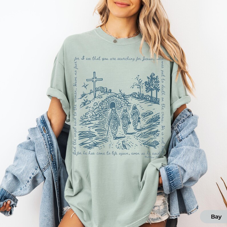 Women of Easter Shirt, He is Risen Shirt for Easter, Good Friday T-Shirt Easter Day Jesus Shirts Womens Faith Tee Religious Comfort Colors® image 4