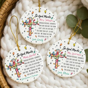 Custom Christian Teacher Coach Mentor Ornament Christmas Gift from Student Religious Studies Personalized Sunday School Teacher Gift