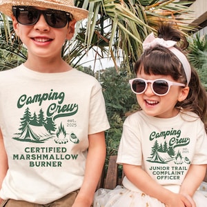 Custom Family Camping Shirts for Groups, Funny Custom Hiking Cabin Lake Trip Tees, Personalized Camping Crew Shirt for All Ages Campfire Tee