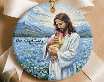 Personalized Miscarriage Gift Ornament Custom Angel Baby Loss Keepsake Infant Memorial Parents Stillborn Remembrance Ideas Jesus Baby Mom