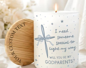 Godparents Proposal Candle, Personalized Will You Be My Godparents Gift, Custom Godmother Godfather Candle from Baby, Baptism Keepsake