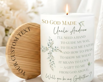 Will You Be My Godfather Proposal Gift Personalized Candle Godfather Gift Box Baptism Keepsake Custom Godparent Proposal Christening Gift