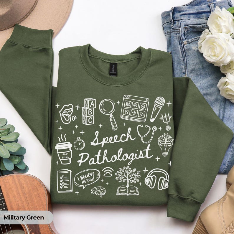 SLP Sweatshirt for Speech Language Pathologist SLP Shirt Cute Speech Therapist Crewneck Speech Therapy Student Graduation Gift Doodle image 5