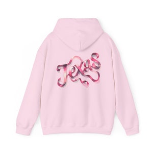 Texas Coquette Ribbon Hoodie Bow Coastal Cowgirl Cowboy Hat Coquette Clothing TX Shirt Oversized Sweatshirt Coquette Cowgirl Pink Bow Gift Light Pink