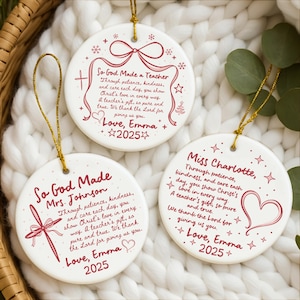 Custom Christian Teacher Ornament Christmas Gift from Student with Gift Box, Religious Studies or Personalized Sunday School Teacher Gift
