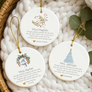 Custom Christian Teacher Ornament Christmas Gift from Student with Gift Box, Religious Studies or Personalized Sunday School Teacher Gift