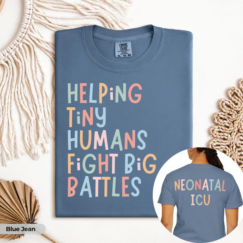 NICU Nurse Shirt Neonatal ICU Sweatshirt Tiny Humans nicu Matching Shirts TShirt CNA Shirt rn Group Intensive Care Unit Comfort Colors® afbeelding 2