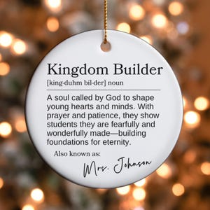 Custom Christian Teacher Ornament Christmas Gift from Student with Gift Box, Religious Studies or Personalized Sunday School Appreciation