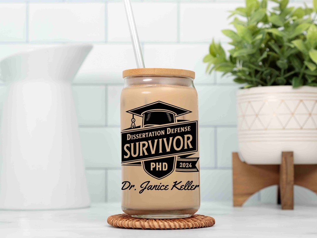 Phd Graduation Gift Glass Tumbler Dissertation Defense Custom Doctorate ...