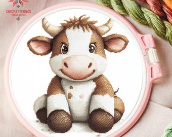 Plush Cow cross stitch pattern, Cross stitch patterns designs, Cross stitch pattern, Easy cross stitch