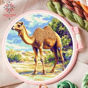Camel Cross Stitch Pattern, Landscape Cross Stitch Designs, Cross Stitch Chart, Nature Easy Cross Stitch