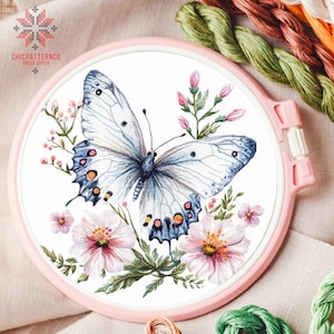 Butterfly Cross Stitch Pattern, Landscape Cross Stitch Designs, Cross Stitch Chart, Nature Easy Cross Stitch