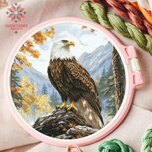 Adler Kreuzstichmuster, Landschaft Kreuzstich Designs, Kreuzstichvorlage, Natur einfaches Kreuzstich