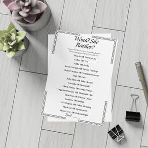 Tarjetas de juego para baby shower "¿Qué preferiría?" • Diseño minimalista impreso • Paquete de 10/30/50 • Actividad divertida para baby shower para invitados