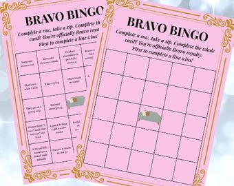 Gioco del Bingo di Real Housewives: Bravo TV Watch Party stampabile (modello PDF e Canva)