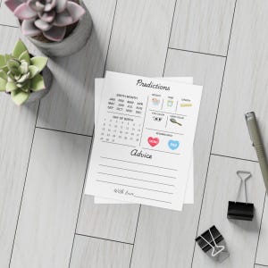 Carte de prédictions et de conseils pour bébé - Jeu de baby shower non sexiste - Téléchargement numérique au format PDF 5 x 7 - Cadeau amusant pour un nouveau parent - Activité de révélation du sexe