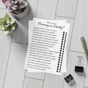 « Papa ou maman ? » minimaliste et amusant Jeu de cartes baby shower – Sexe révélé, cadeau et souvenir pour un nouveau parent | 5 x 7 | Paquets de 10, 30 ou 50