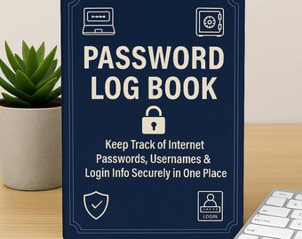 Redigerbar lösenordsloggbok Canva-mall: Utskrivbar internetinloggningsorganisatör (PDF-nedladdning)