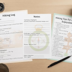 Druckbares Wandertagebuch & Wandertipps - Outdoor Adventure Tracker, Wandertagebuch, Wanderplaner, bearbeitbare Canva Vorlage, digitaler Download