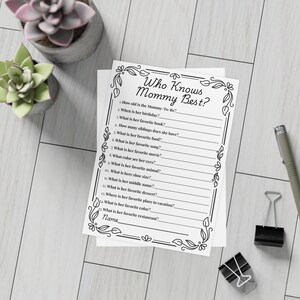 Who Knows Mommy Best Game – Leuke babyshoweractiviteit - bundel kaarten (karton) van 5 x 7