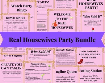 Real Housewives Party Bundle – Editable Canva Templates + PDFs | Game Night, Watch Party, Bachelorette & Birthday