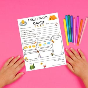 Manténgase conectado con nuestra plantilla de carta de campamento para niños: correo imprimible para divertirse en verano (descarga digital instantánea)